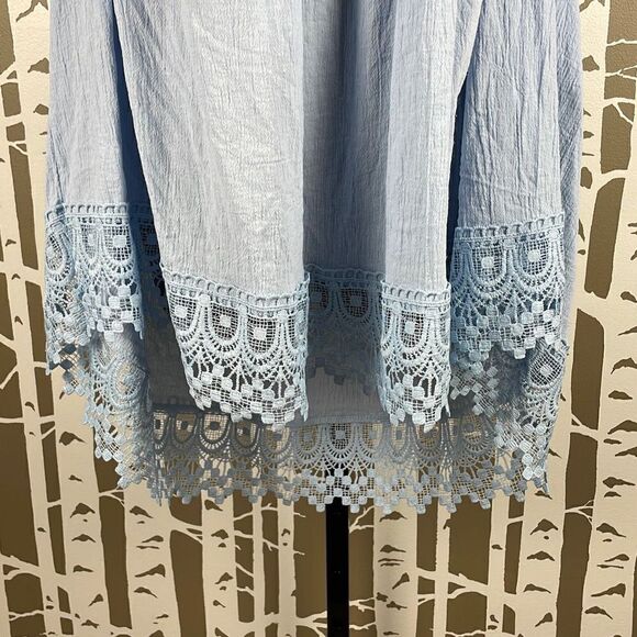 Unbranded Baby Blue Lace Trim Gauze Tie Back Top 2XL - Picture 5 of 9